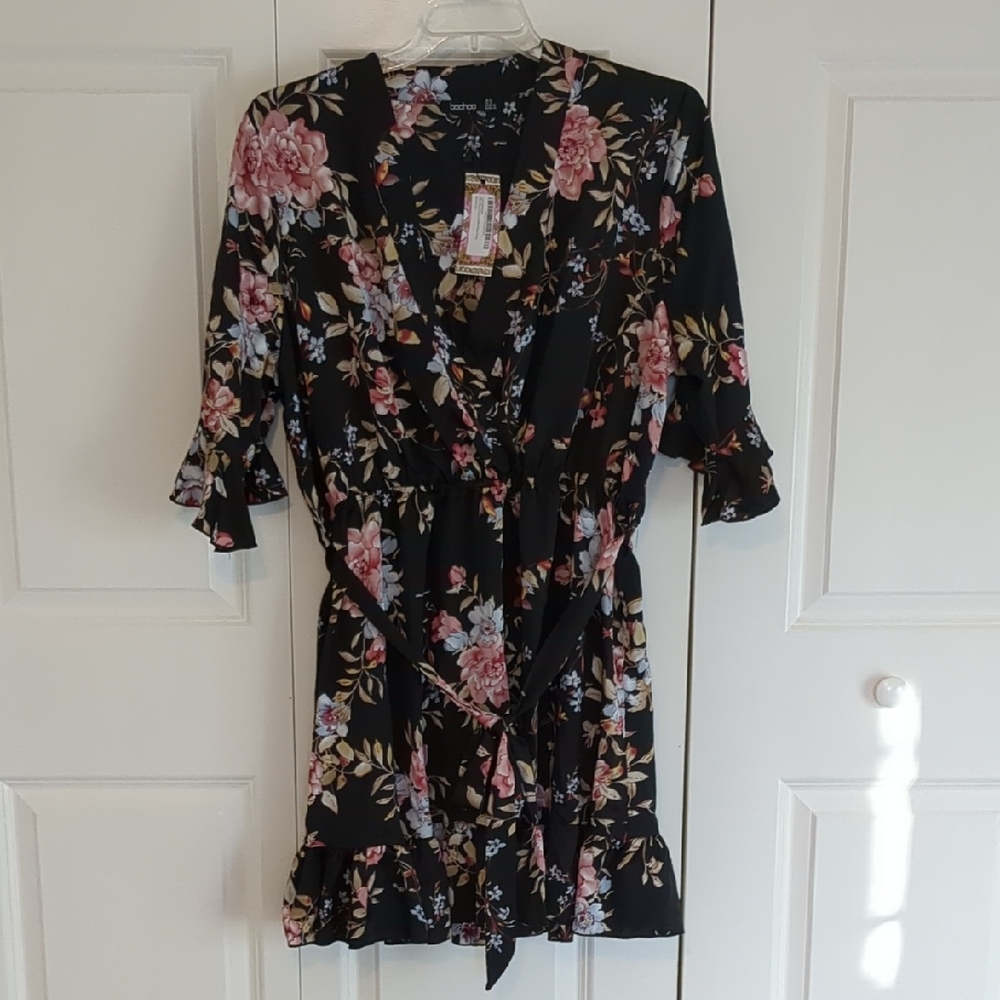 boohoo Faux Wrap Dress